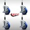 Service Caster 4'' SS Blue Poly Swivel 7/8'' Expanding Stem Caster Set with Brake, 4PK SCC-SSEX20S414-PPUB-BLUE-TLB-78-4 - alternate 4